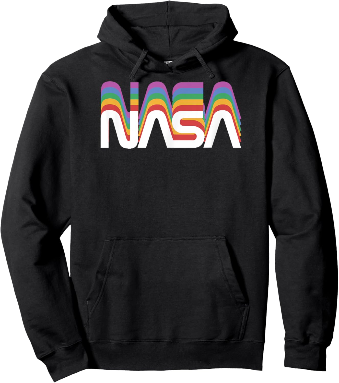 NASA Worm Retro Rainbow Nerdy Space Science Hoodie - Hoodie | Black