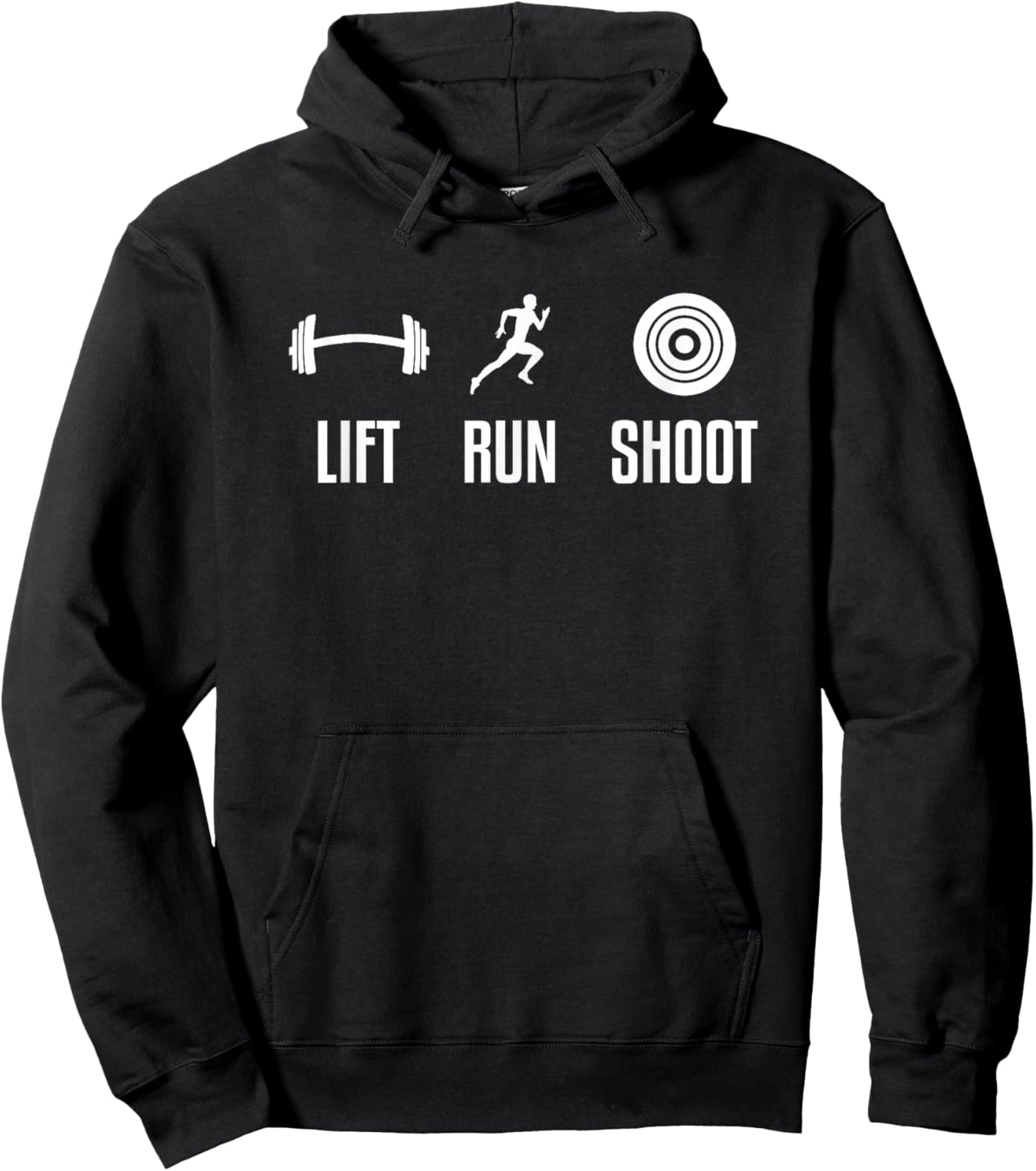 Lift Run Shoot Funny Running Shooting Weightlifting Athlete Hoodie - Hoodie | Black