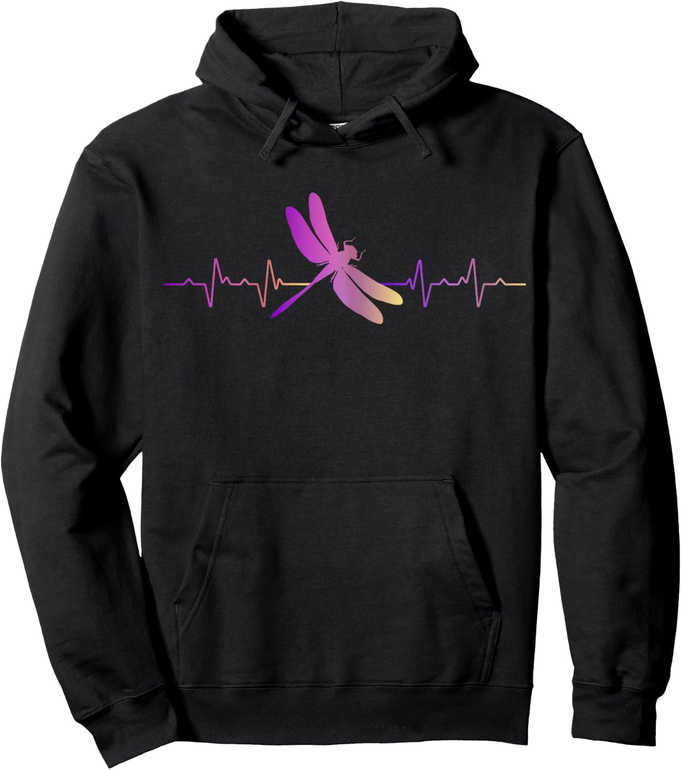 Dragonfly Heartbeat Line Art Beautiful Dragonfly Insect Hoodie - Hoodie | Black