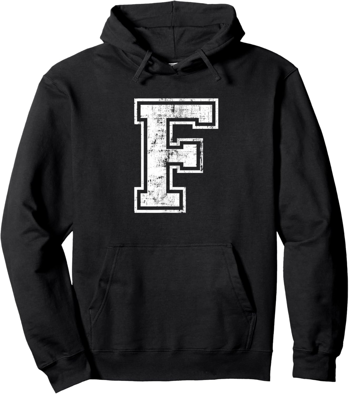 Letter F Uppercase Alphabet Initial School College Varsity Hoodie - Hoodie | Black