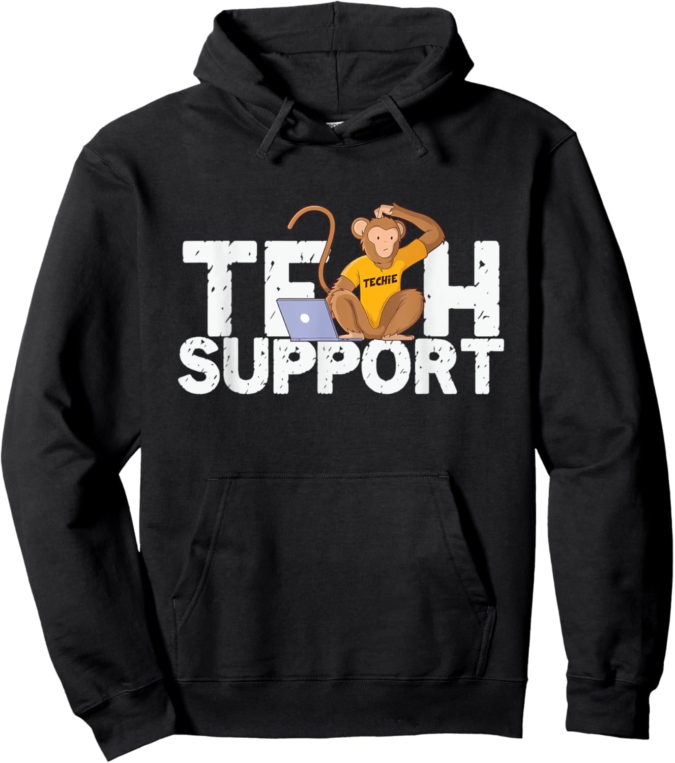 Tech Support Monkey Computer Programmer Customer Service Hoodie - Hoodie | Black
