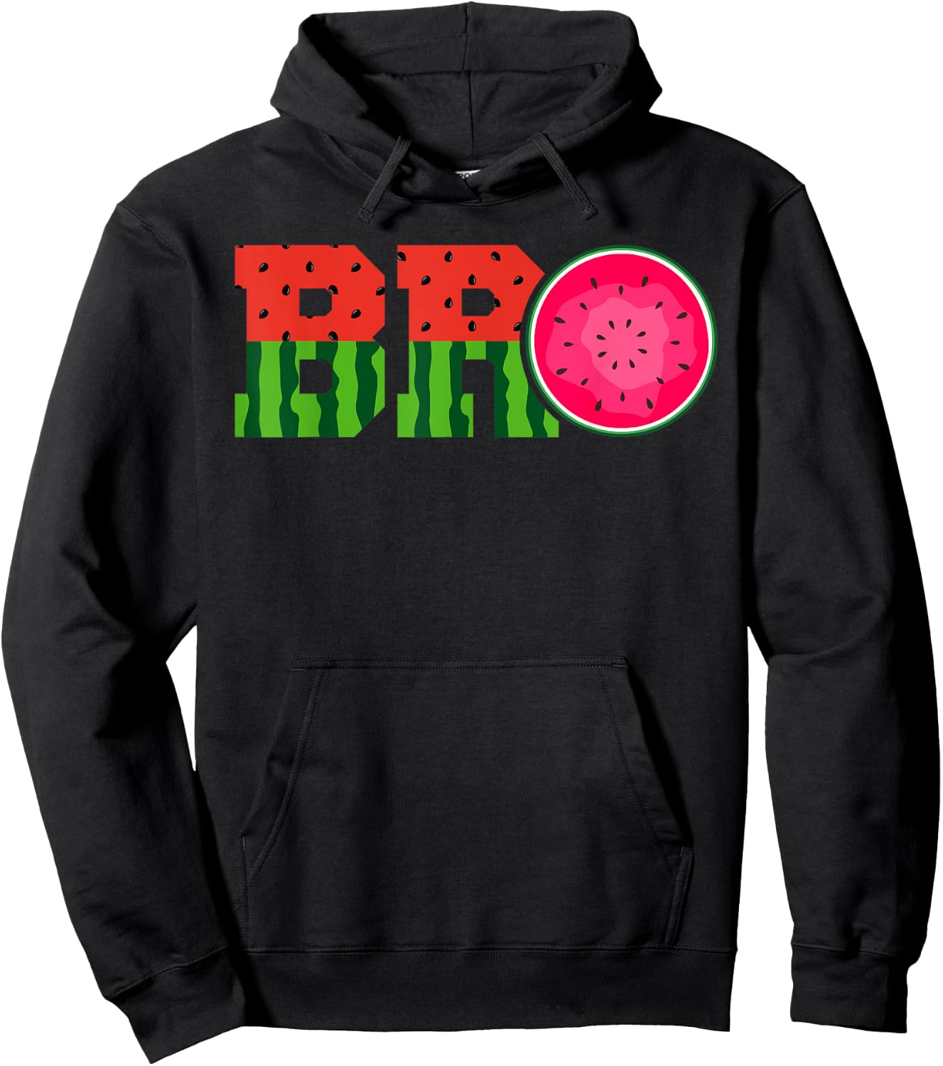 Funny Watermelon Bro Cute Summer Vacation Brother Sibling Women Kids Hoodie - Hoodie | Black