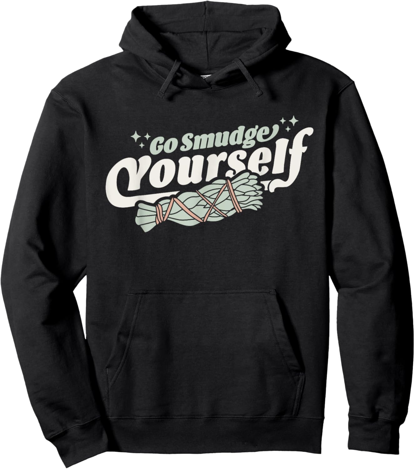Go Smudge Yourself - Cleansing Sage Smudge Stick Feather Hoodie - Hoodie | Black
