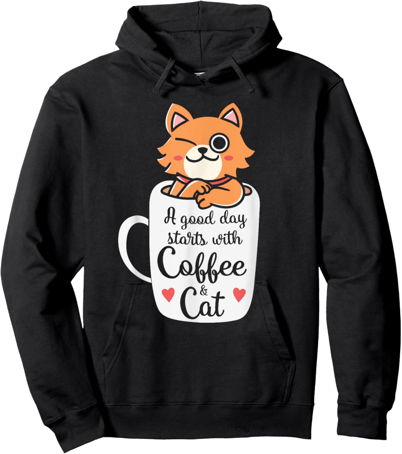 Funny Orange Cat Coffee Mug - Cat Lover Gifts Women Kids Hoodie - Hoodie | Black
