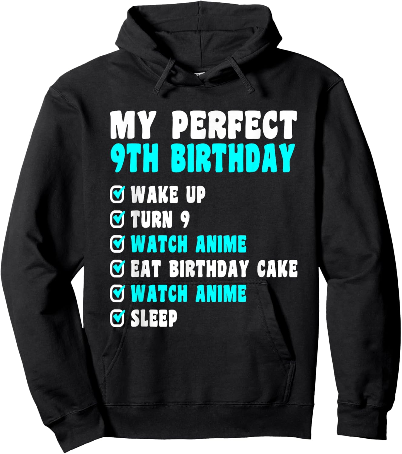 9 Years Old My Perfect 9th Birthday Anime 9th Birthday Hoodie - Hoodie | Black