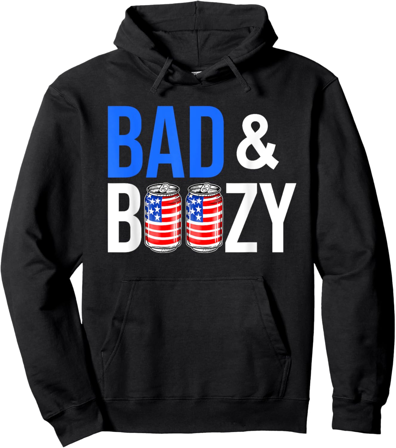 Bad & Boozy Red White And Blue Beer Bong Shots American Flag Women Men Hoodie - Hoodie | Black
