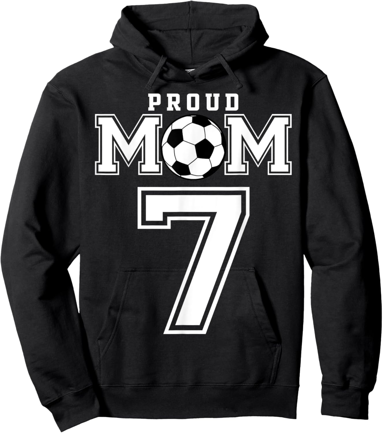 Number 7 Custom Proud Soccer Futbol Mom Personalized Women Hoodie - Hoodie | Black