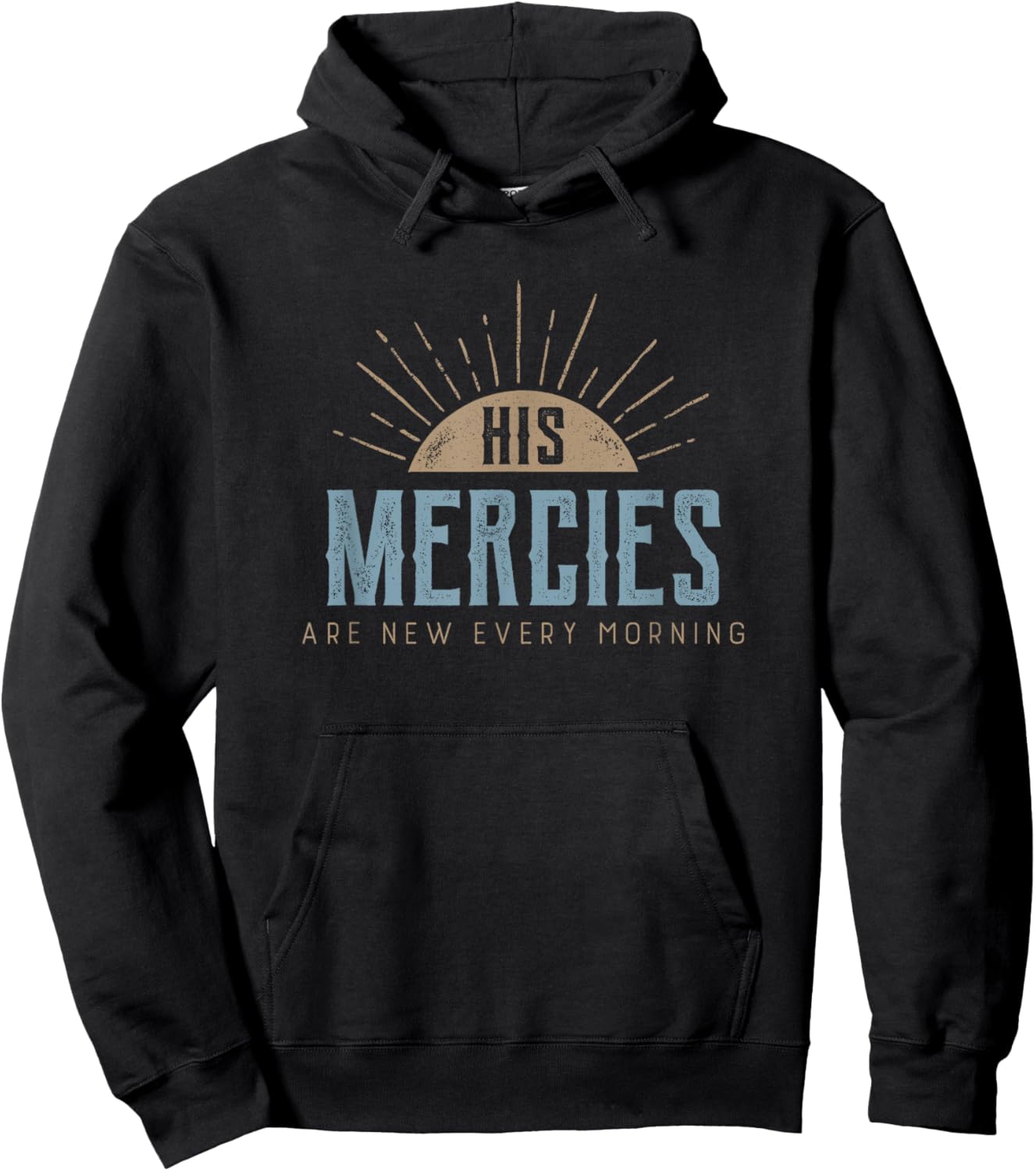 Retro distressed Sun - His mercies are new every morning Hoodie - Hoodie | Black