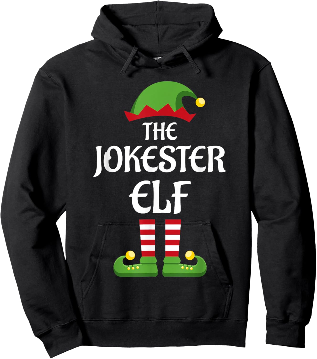 Jokester Elf Family Matching Group Christmas Hoodie - Hoodie | Black