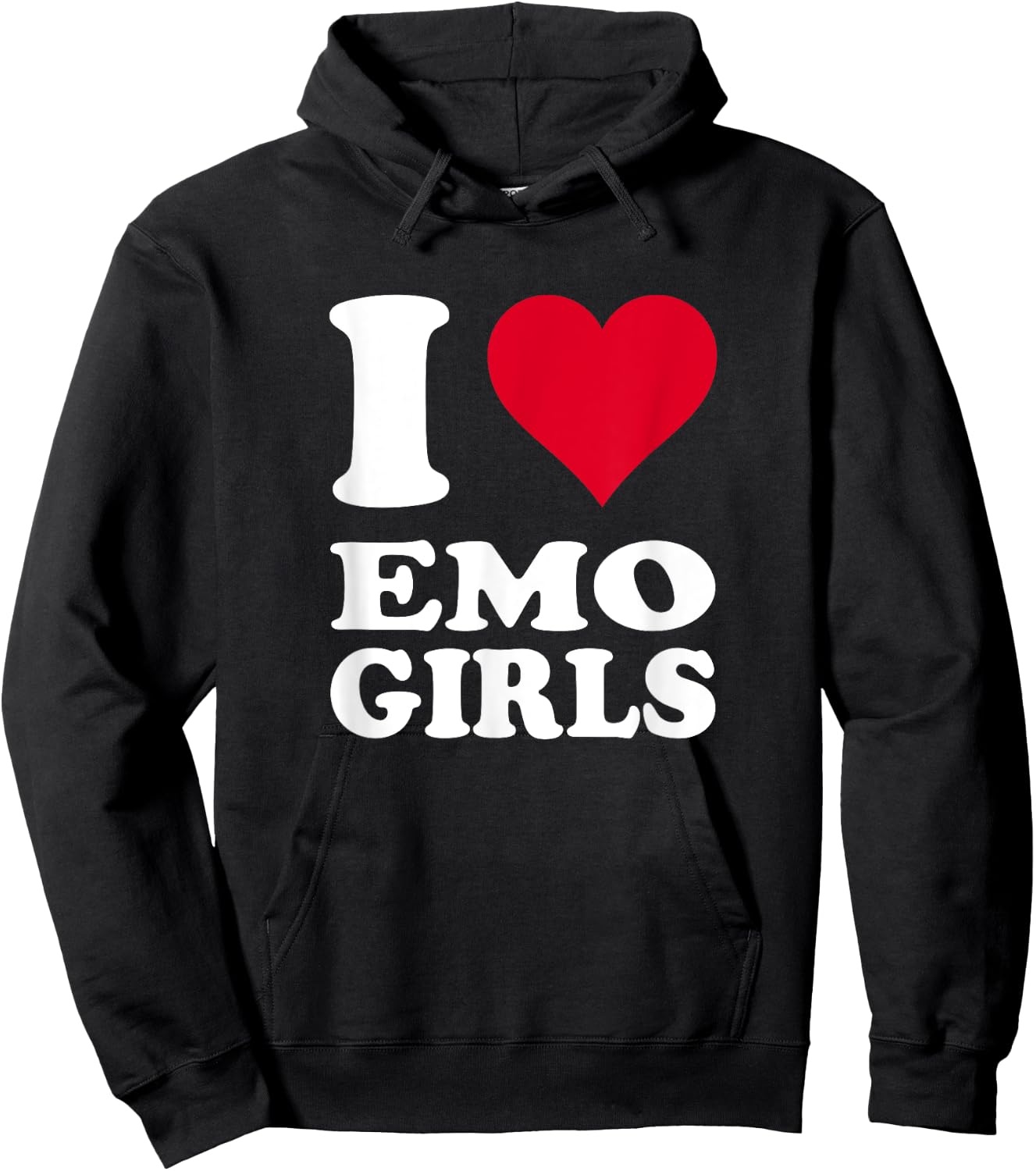 Red Heart I Love Emo Girls Hoodie - Hoodie | Black