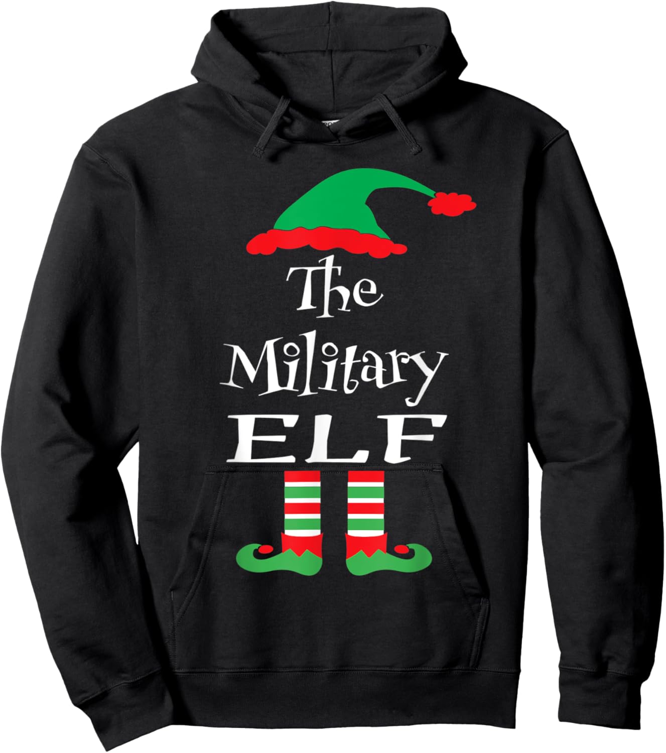 Funny The Military Elf Shirt Xmas Family Matching Women Men Hoodie - Hoodie | Black