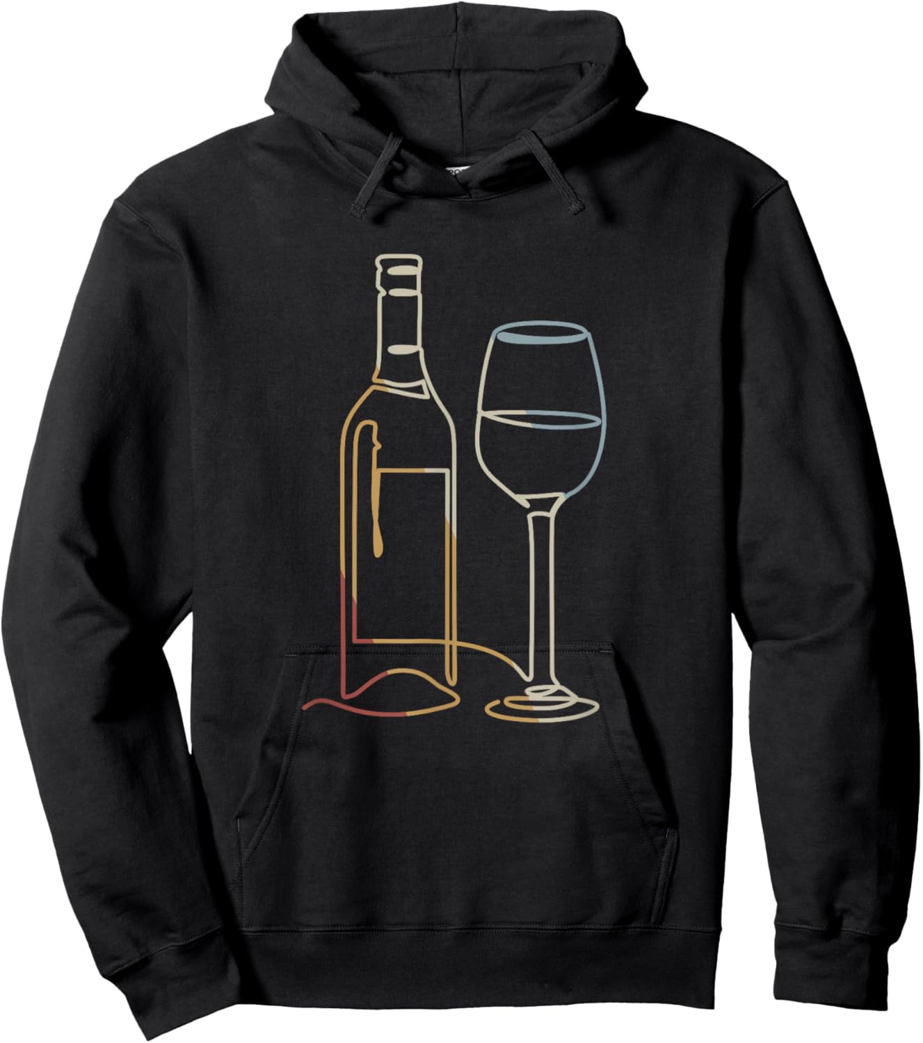 Wine Bottle Wine Glass Retro Style Vintage Hoodie - Hoodie | Black