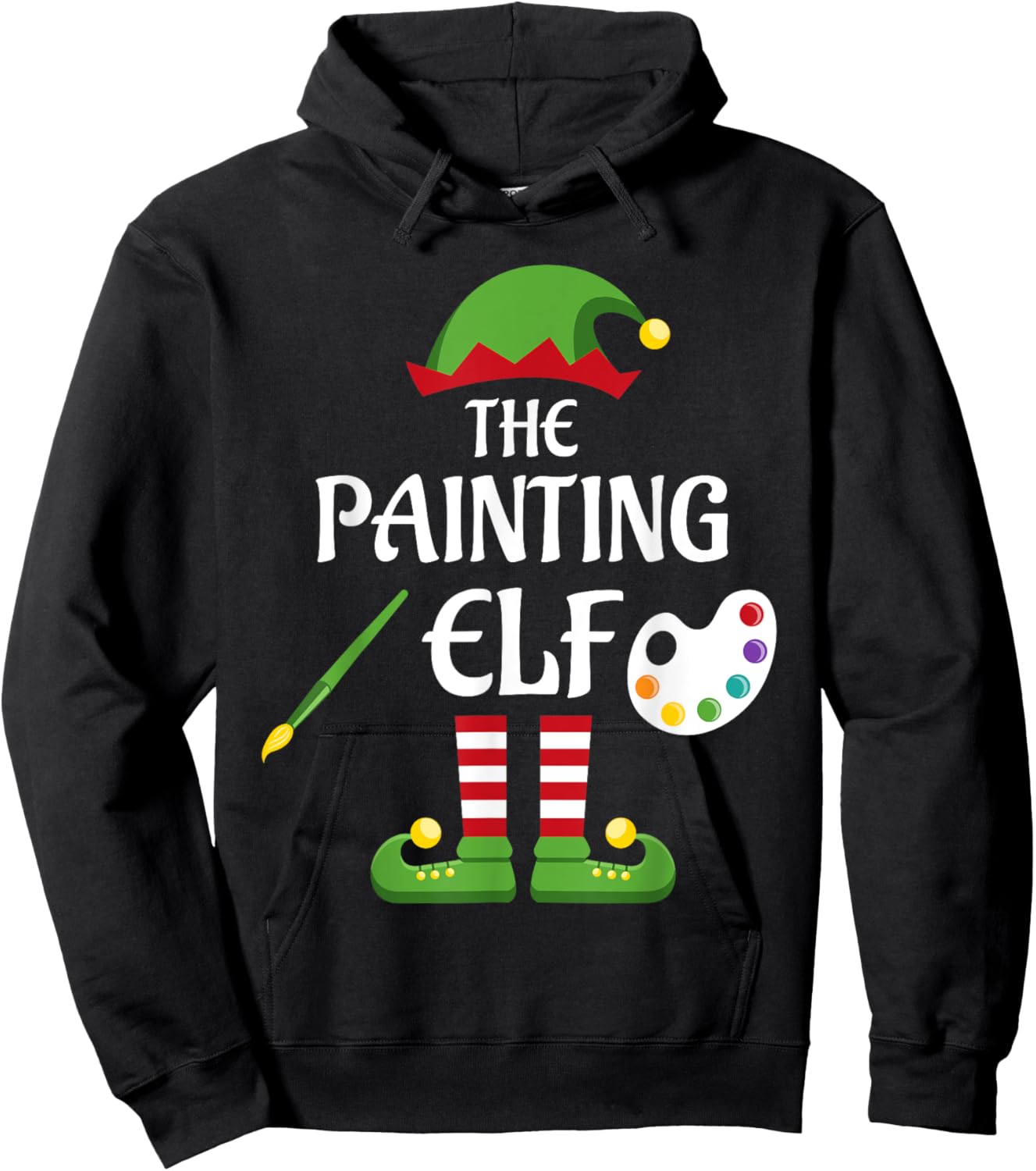 Painting Elf Family Matching Group Christmas Hoodie - Hoodie | Black