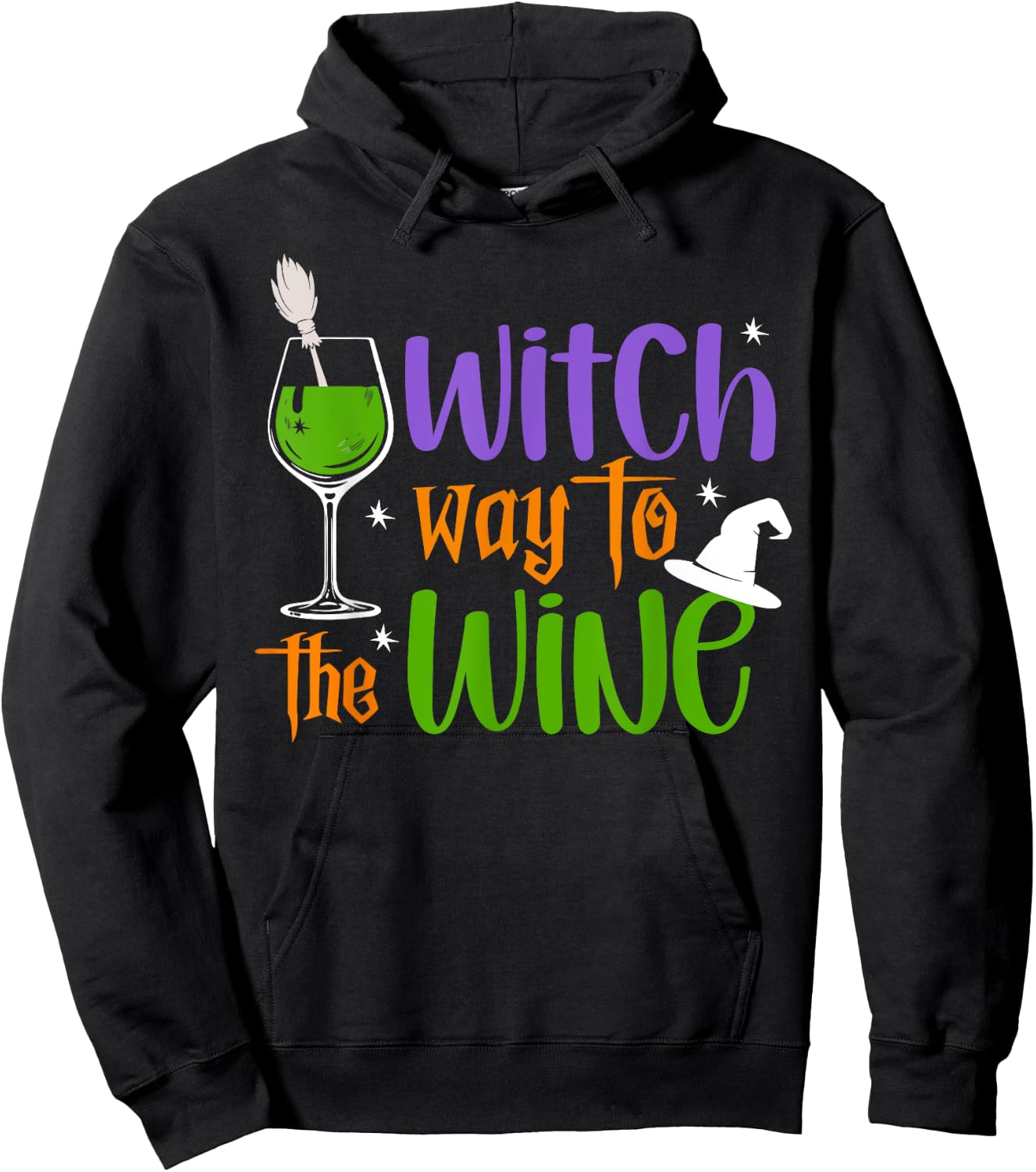 Witch Way to the Wine Funny Drinking Lover Halloween Costume Hoodie - Hoodie | Black