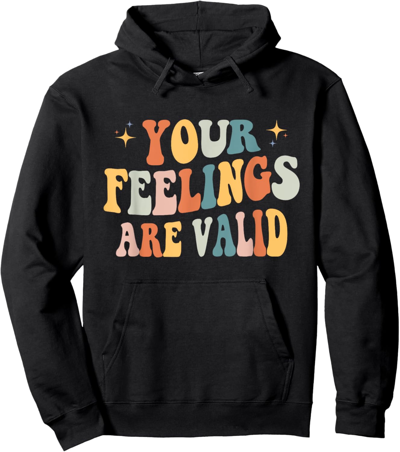 Your Feelings Are Valid Cute Retro Mental Health Awareness Hoodie - Hoodie | Black