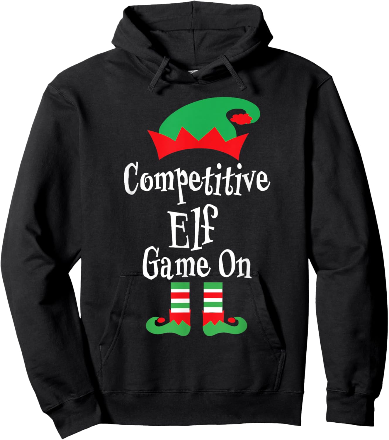 Fun Competitive Elf Game On Christmas Family Matching Group Hoodie - Hoodie | Black