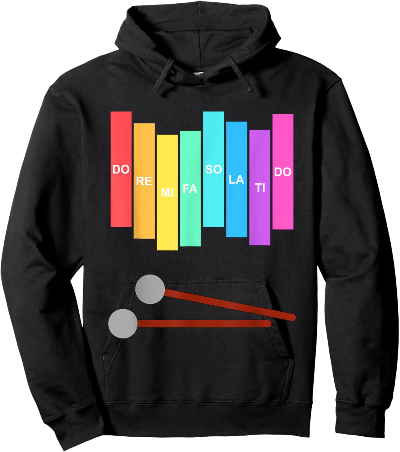 Music Xylophone Vintage Percussion Instrument Rainbow Colour Hoodie - Hoodie | Black