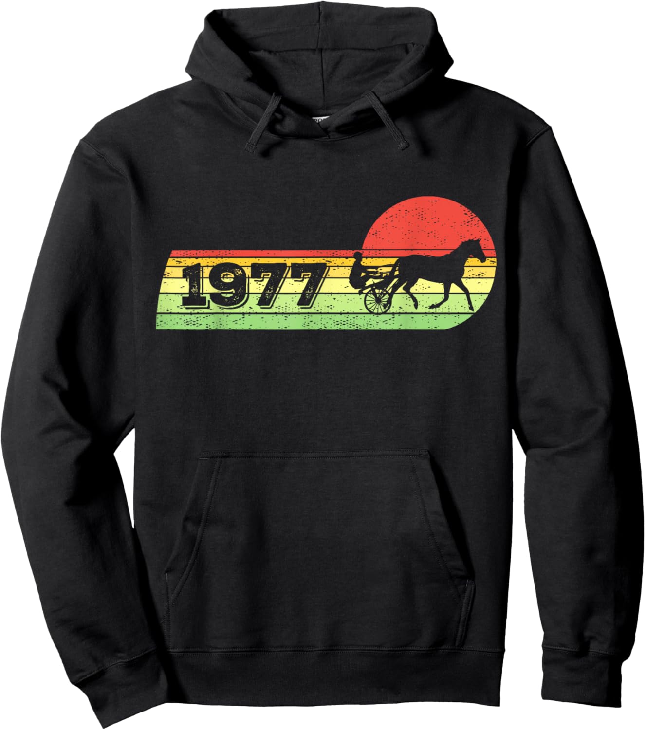 Vintage 1977 Birthday Harness-Racing horses Trotting-race Hoodie - Hoodie | Black