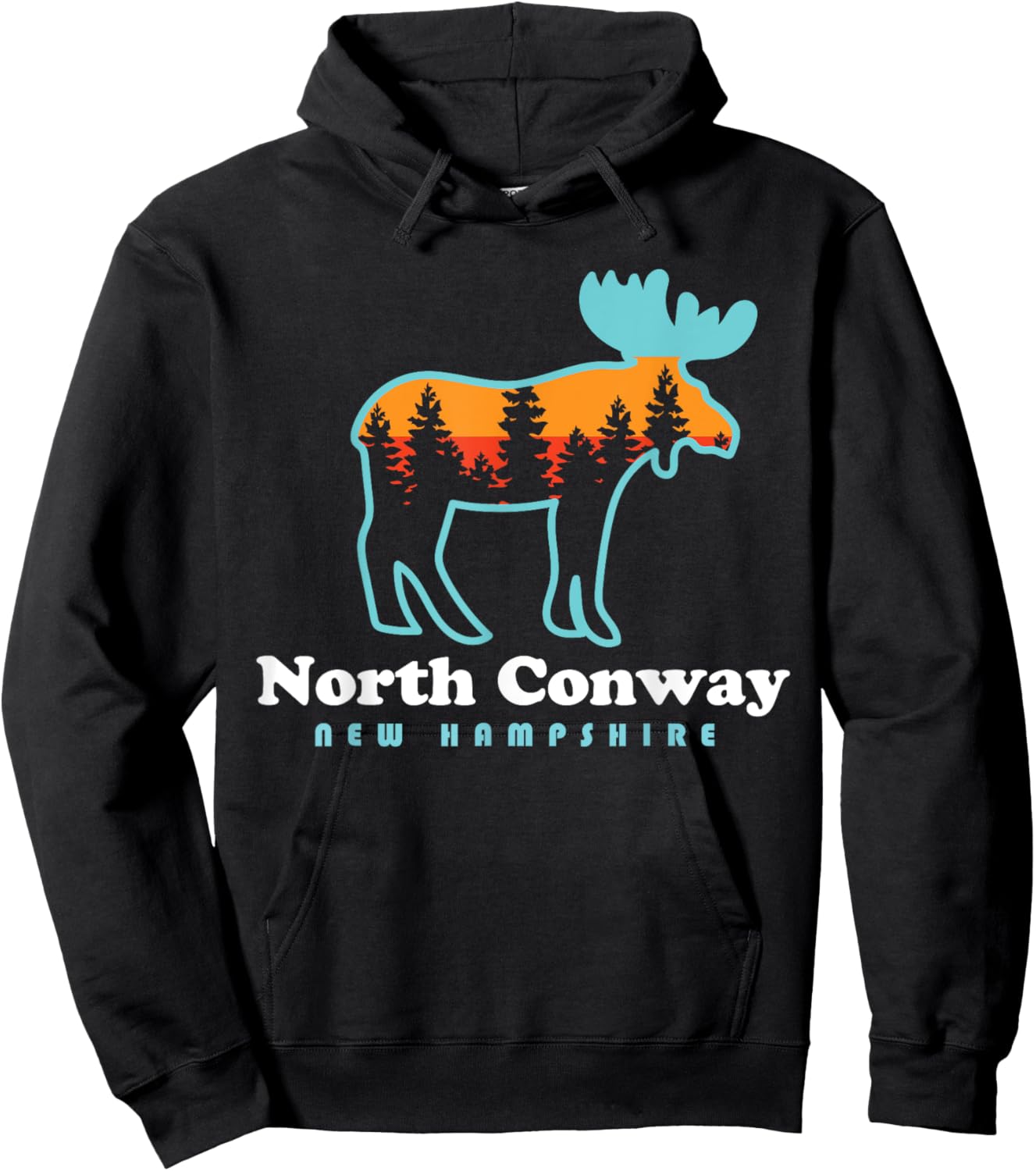 North Conway New Hampshire Moose Mountains Hoodie - Hoodie | Black