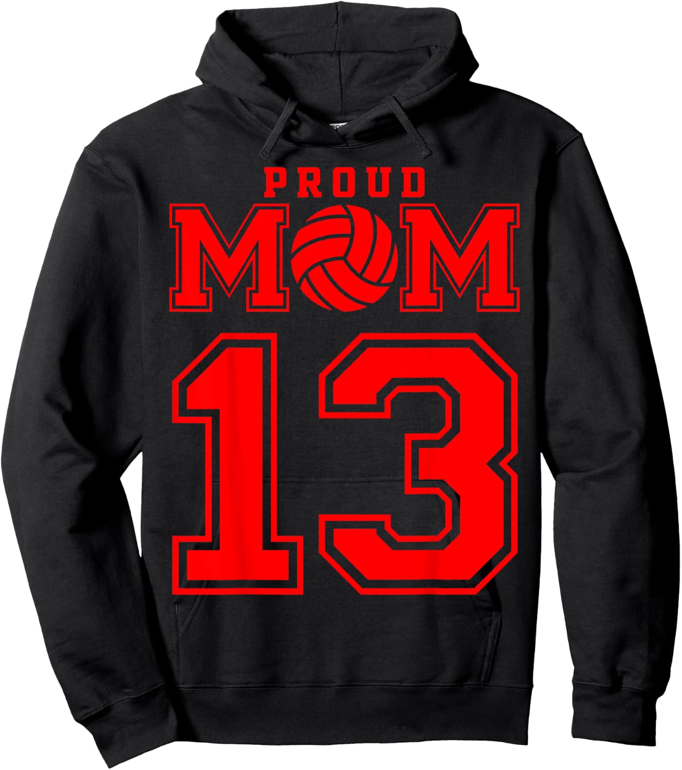Proud Volleyball Mom Number 13 R Hoodie - Hoodie | Black