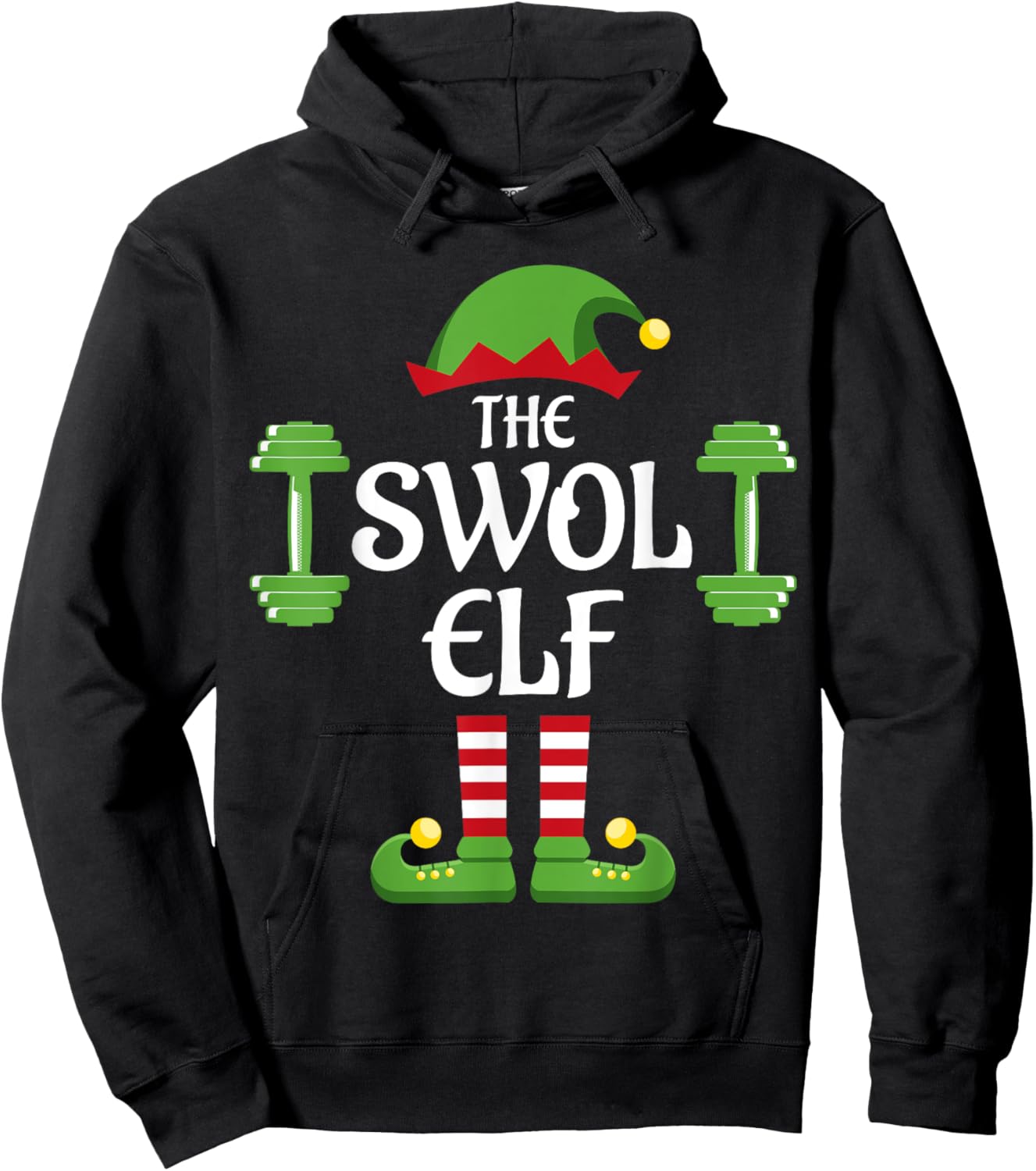 Swol Elf Family Matching Group Christmas Hoodie - Hoodie | Black