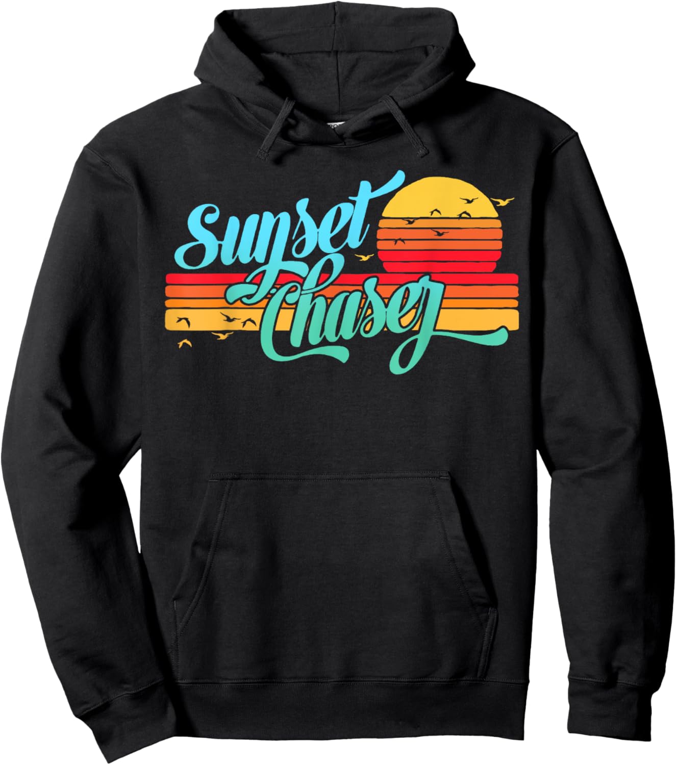 Sunset Chaser Vintage 80s Beach and Vacation Travel Life 80s Hoodie - Hoodie | Black