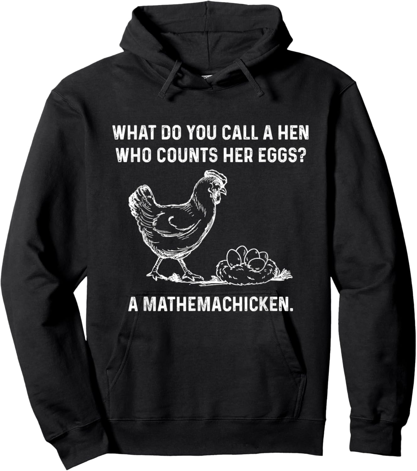 Mathemachicken Math Chicken Funny Dad Jokes Men Humor Pun Hoodie - Hoodie | Black