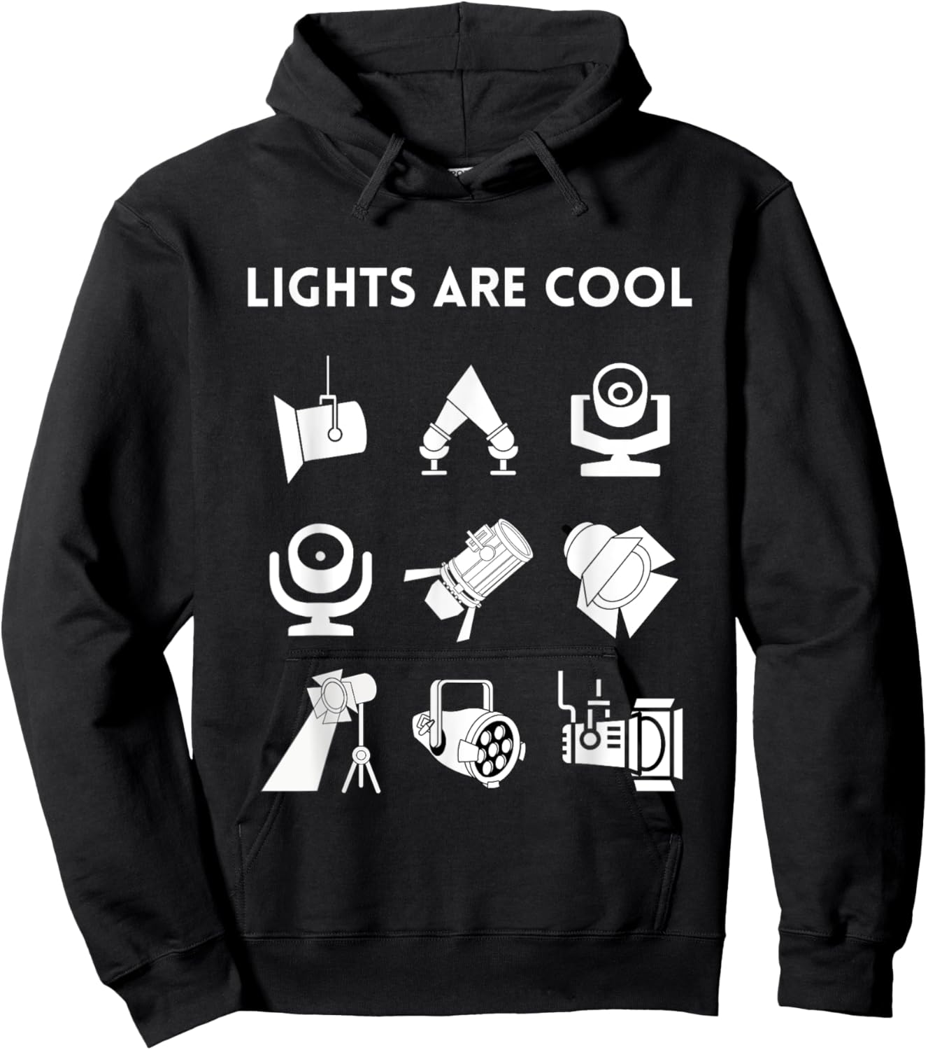 LIGHTS ARE COOL Theatrical Lighting Apparel, Front Print Hoodie - Hoodie | Black
