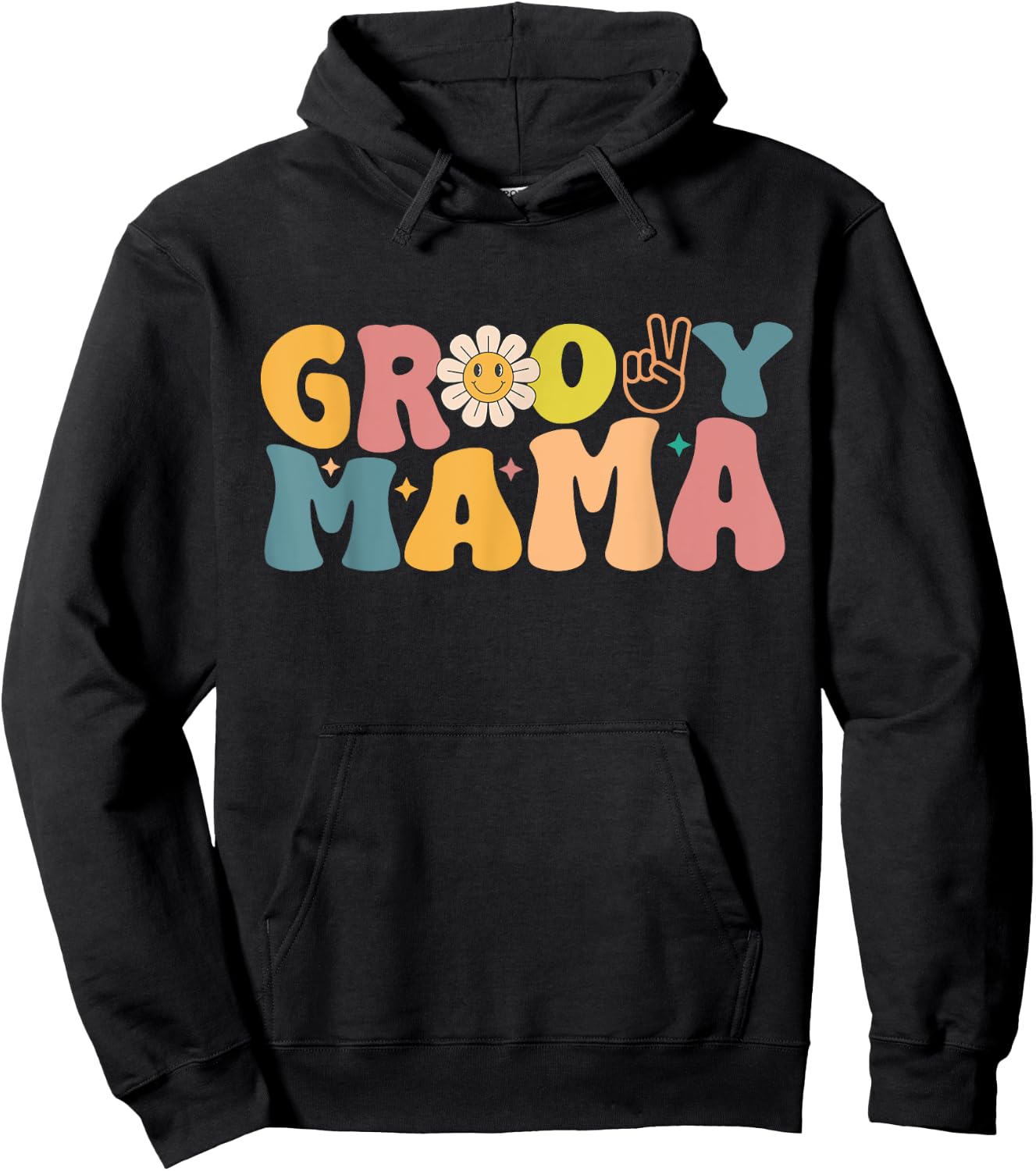 Retro Groovy Design For Mama Matching Family Birthday Hoodie - Hoodie | Black