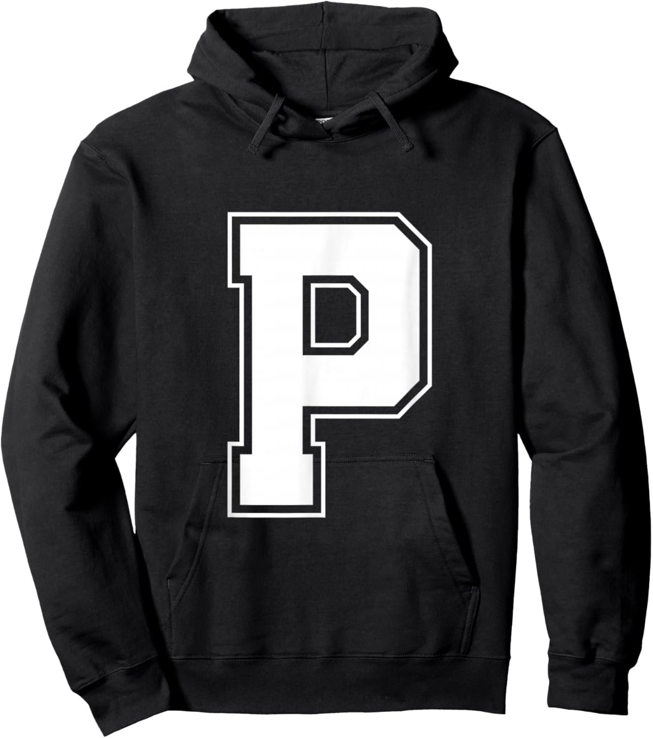 Letter P Big Bold Capital Varsity Alphabet Monogram Hoodie - Hoodie | Black