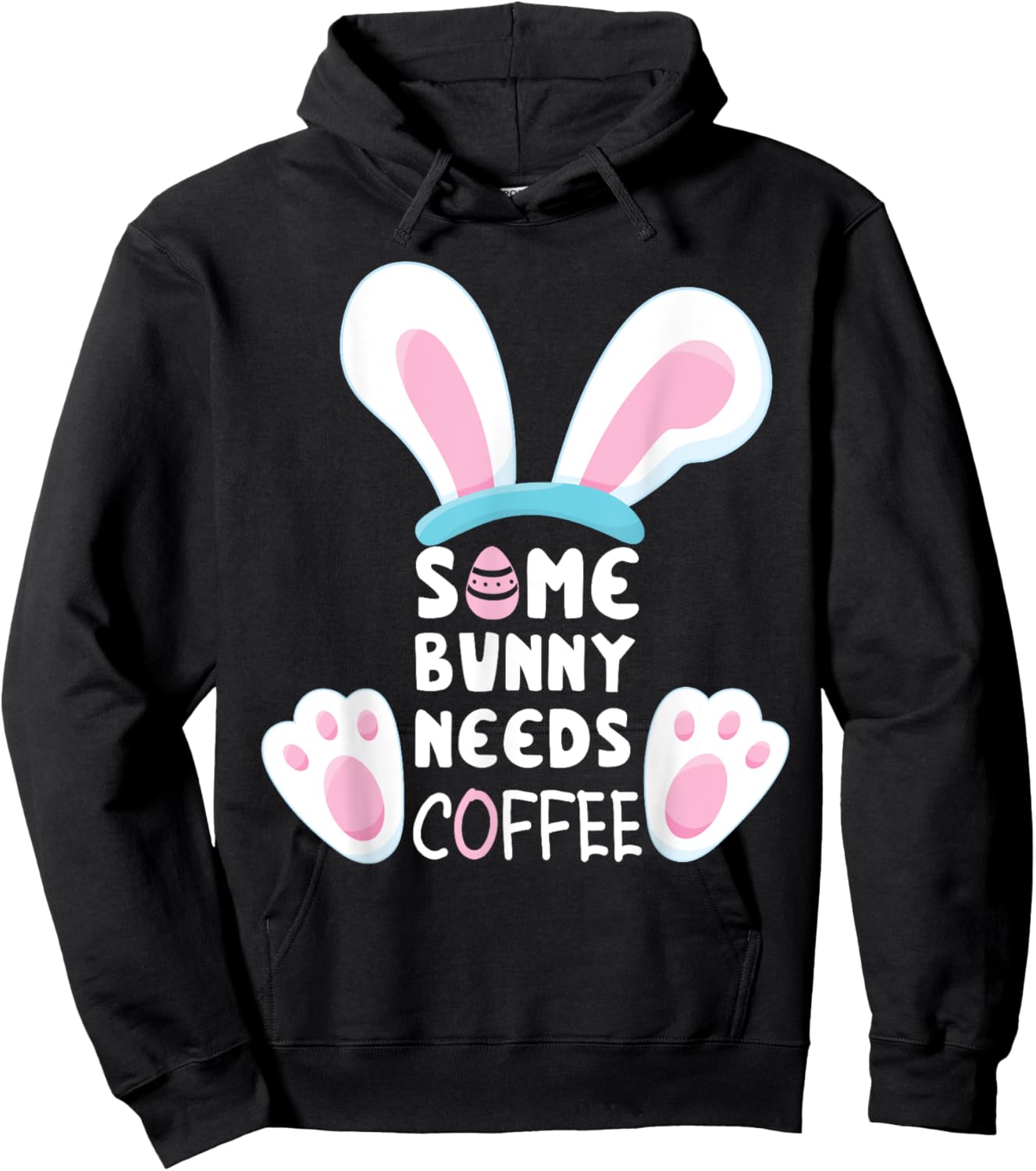 Easter Some Bunny Needs Coffee Easter Shirts 2024 Hoodie - Hoodie | Black