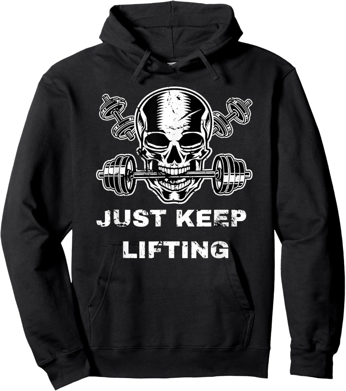 Skull and Crossbones barbell - Just keep lifting deadlift Hoodie - Hoodie | Black