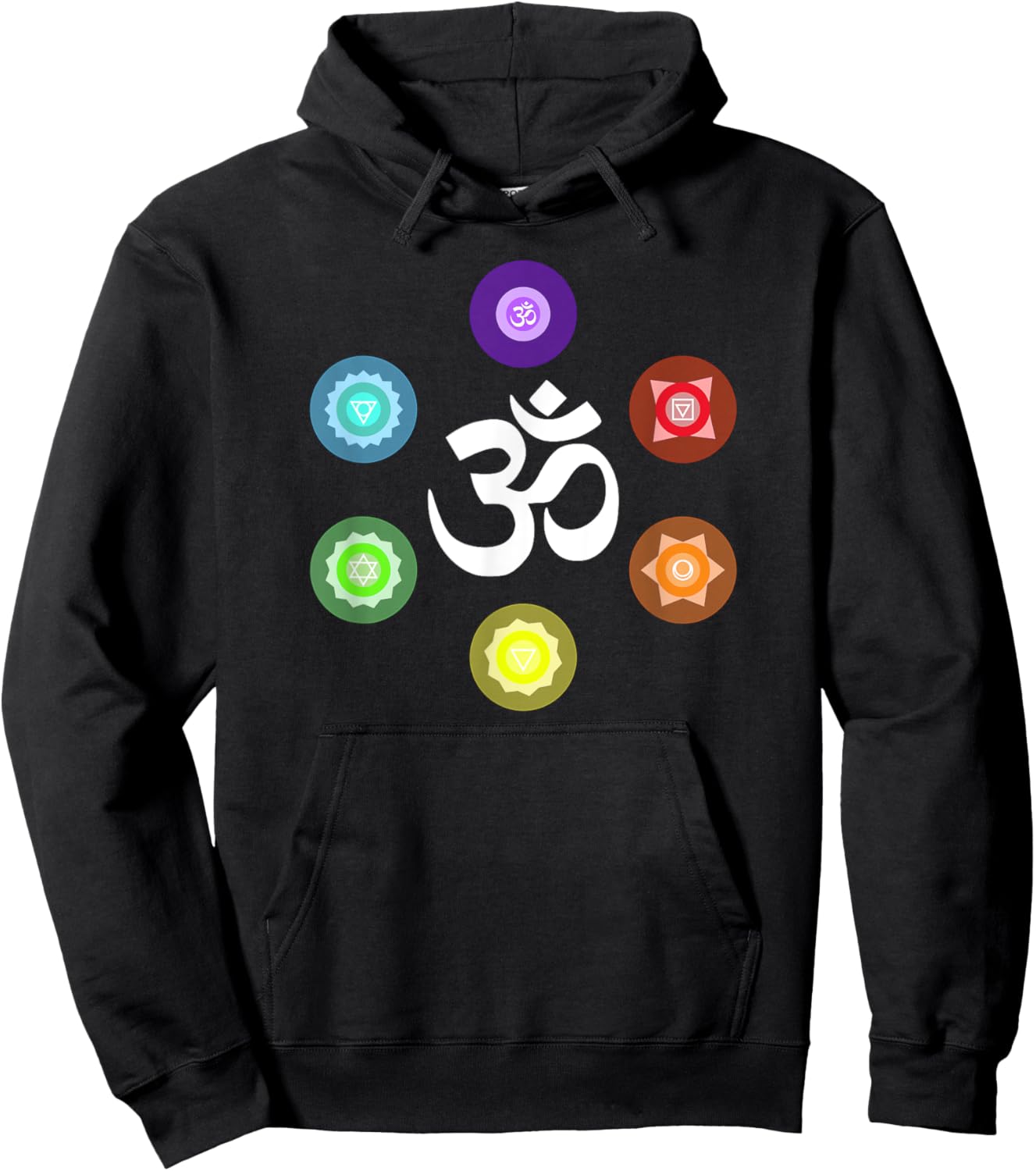 Sacred Geometry Yoga Metatrons Rainbow Chakras Hoodie - Hoodie | Black