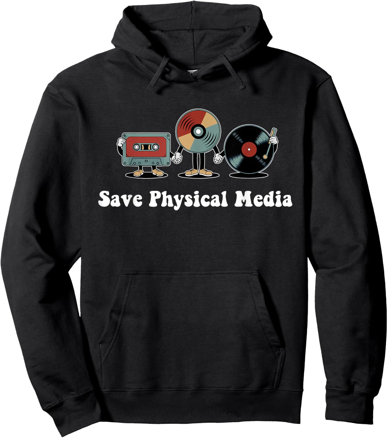 Save Physical Media – Retro VHS, CDs, Vinyl Record, DVD Hoodie - Hoodie | Black
