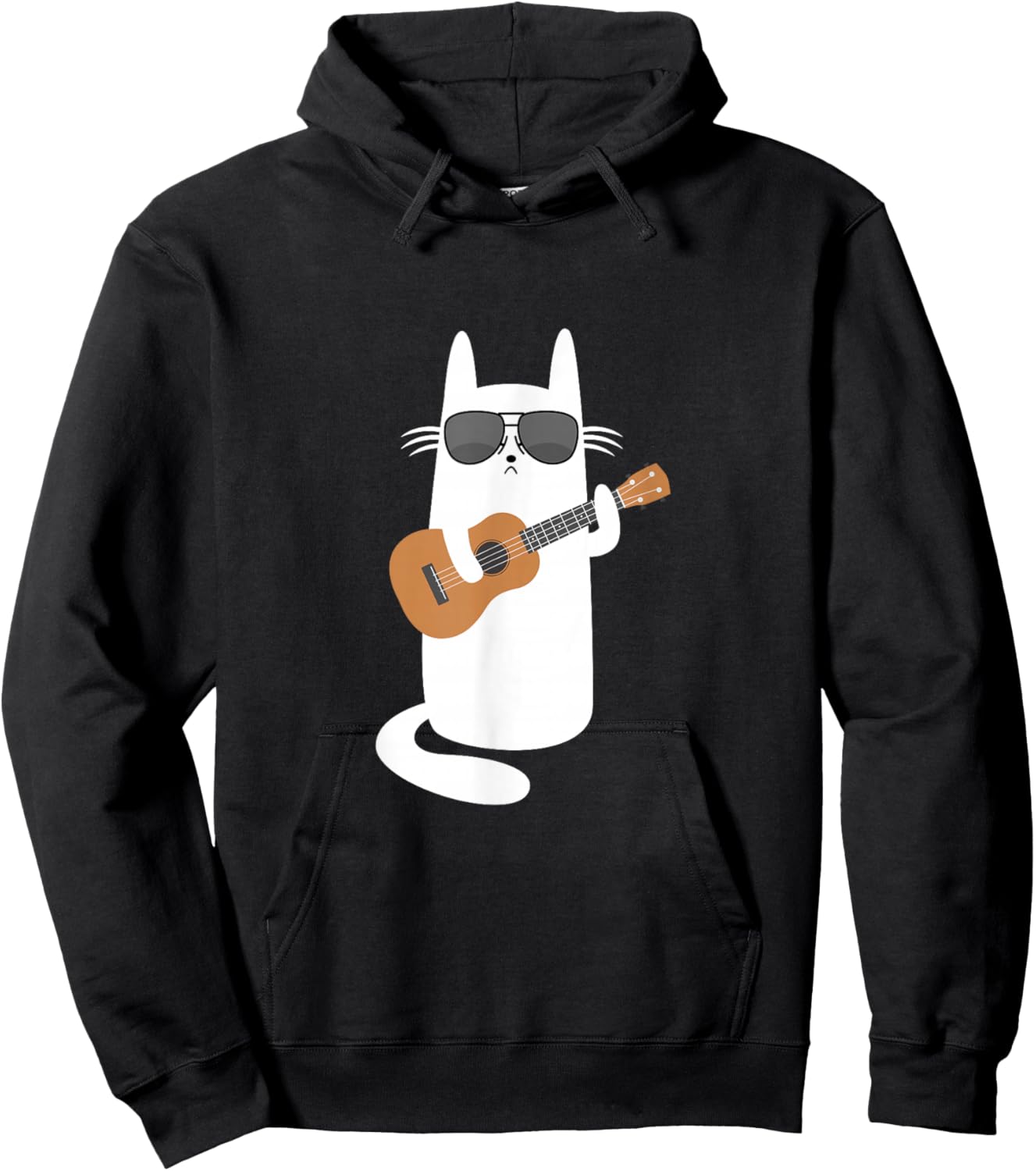 Ukulele Cat with Sunglasses Ukulele Player Hoodie - Hoodie | Black