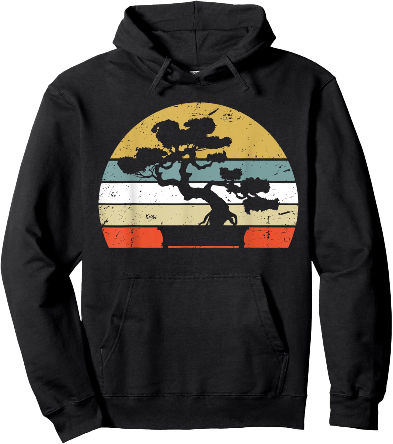Bonsai Shirt Retro Vintage Sunset Bonsai Tree Hoodie - Hoodie | Black
