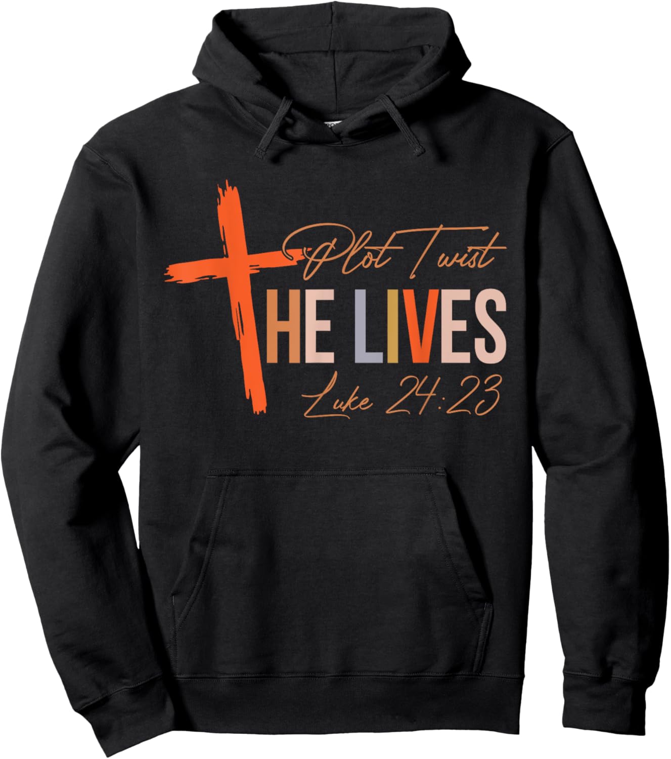 Vintage Plot Twist He Lives Cross Funny Christian Easter Day Hoodie - Hoodie | Black