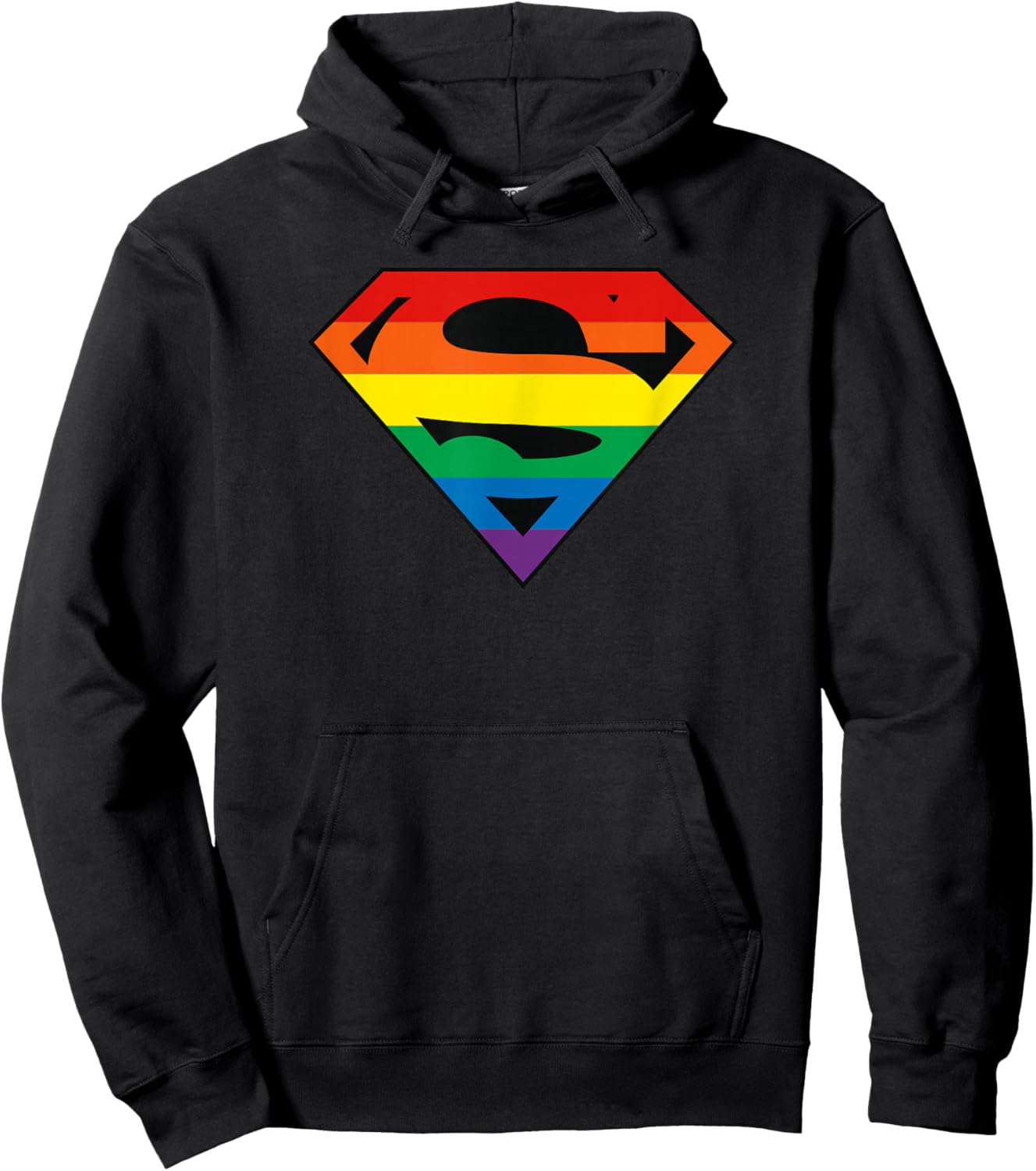 DC Comics Pride Justice League Superman Rainbow Logo Hoodie - Hoodie | Black