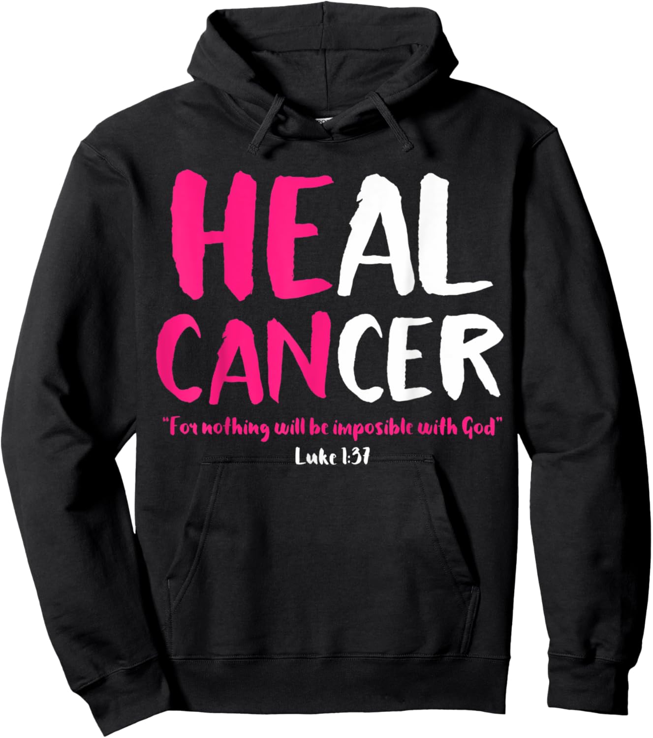 Breast Cancer Awareness Month He Can Heal Christian God Pink Hoodie - Hoodie | Black