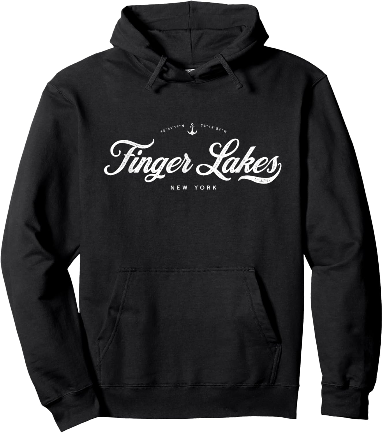 Finger Lakes Upstate New York NY Vintage Retro Hoodie - Hoodie | Black
