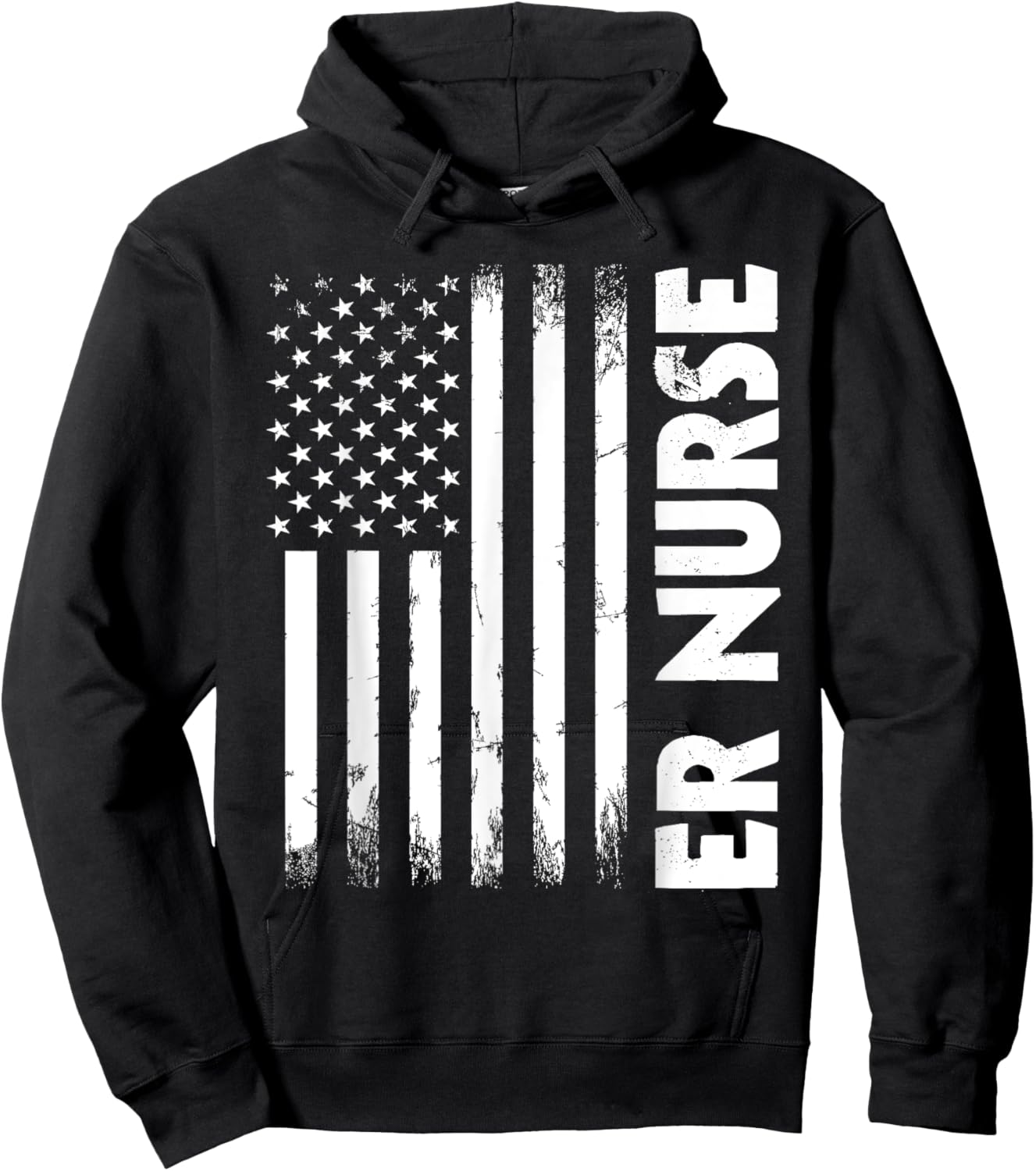 Patriotic Registered ER Nurse USA Flag Nursing RN Healthcare Hoodie - Hoodie | Black