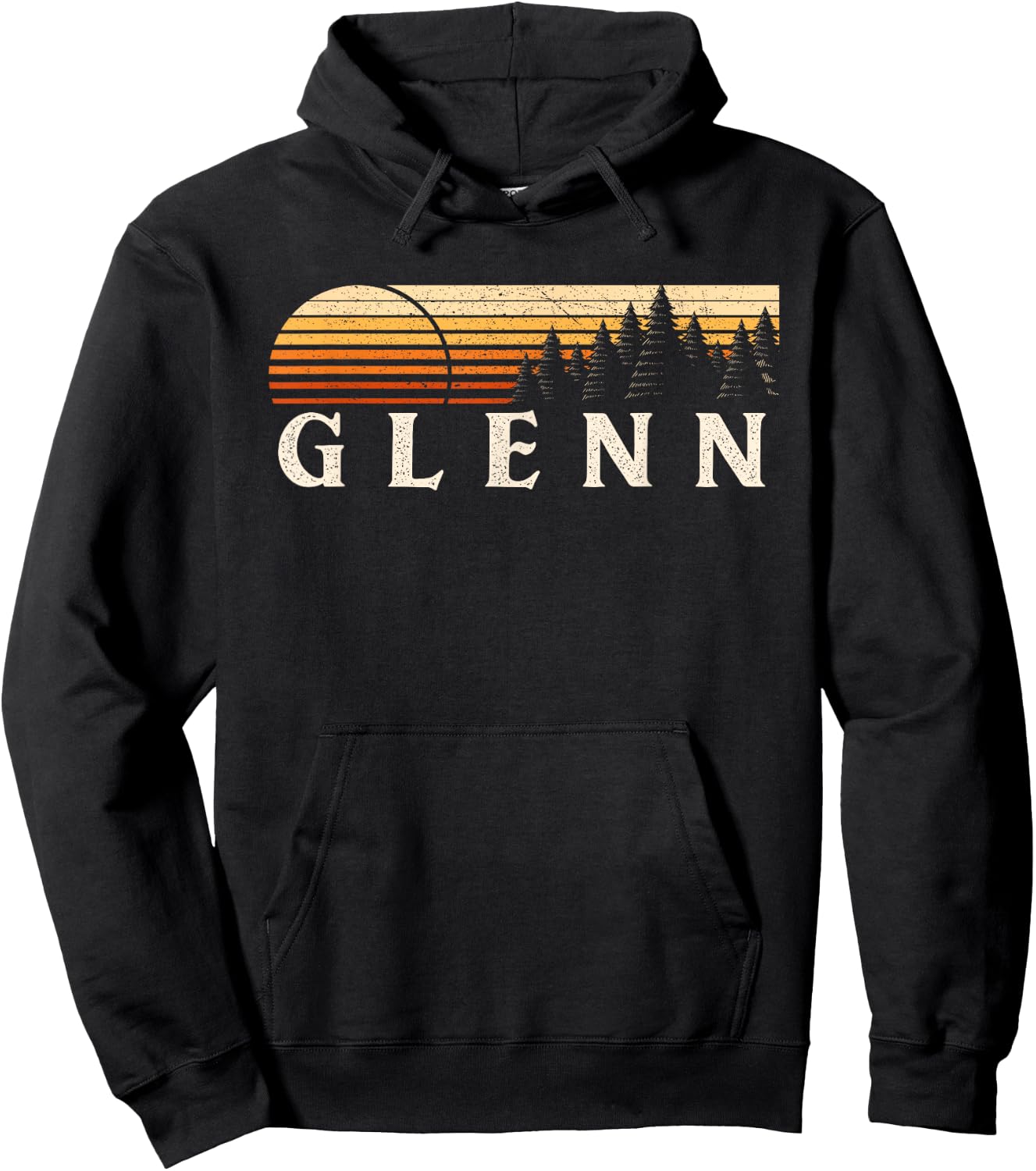 Glenn, MI Vintage Evergreen Sunset Eighties Retro Hoodie - Hoodie | Black