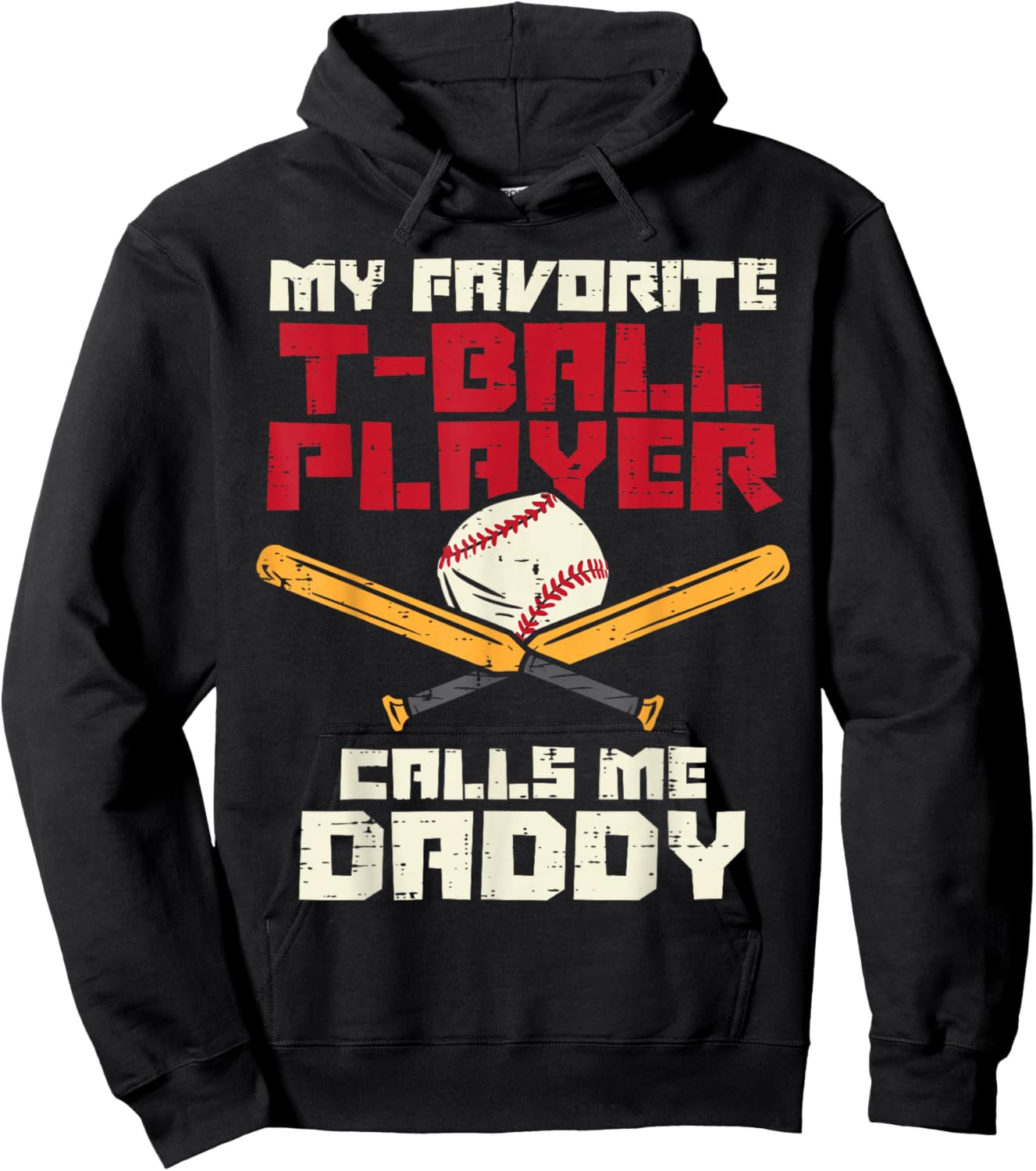 Favorite Tball Player Daddy Baseball Family Dad Papa Men Hoodie - Hoodie | Black