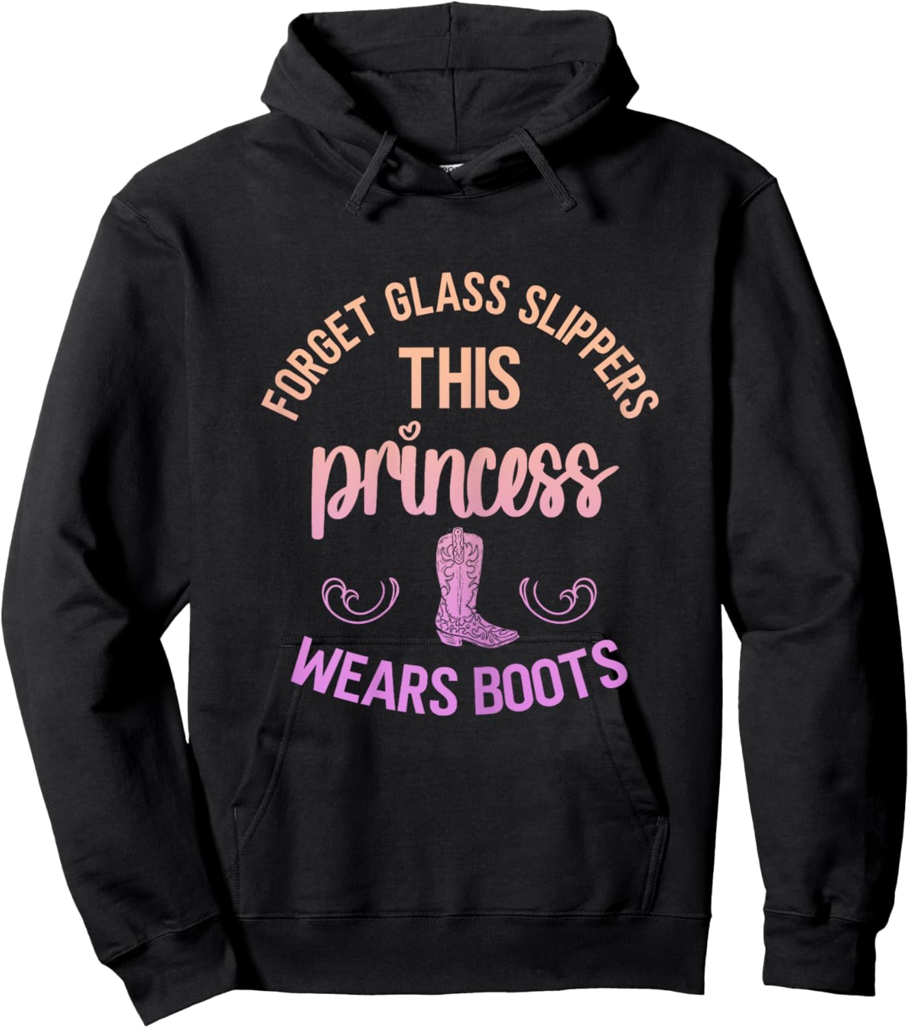 Princess Cowboy Boots Western Cowgirl Girl Country Horse Hoodie - Hoodie | Black