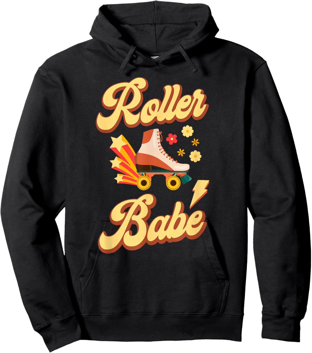 Cool Roller Skating Skate Girl 1970S Retro Hoodie - Hoodie | Black