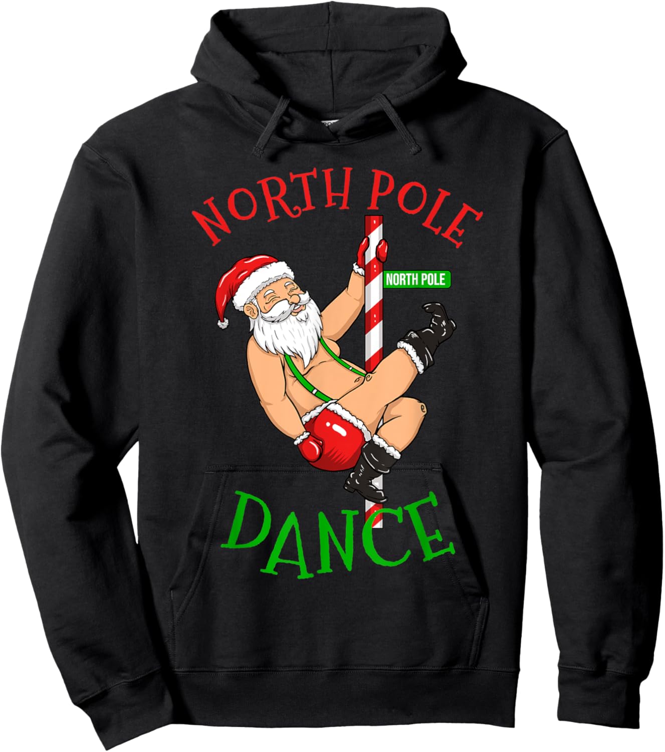 North Pole Dance Santa Claus Christmas North Pole Dance Hoodie - Hoodie | Black