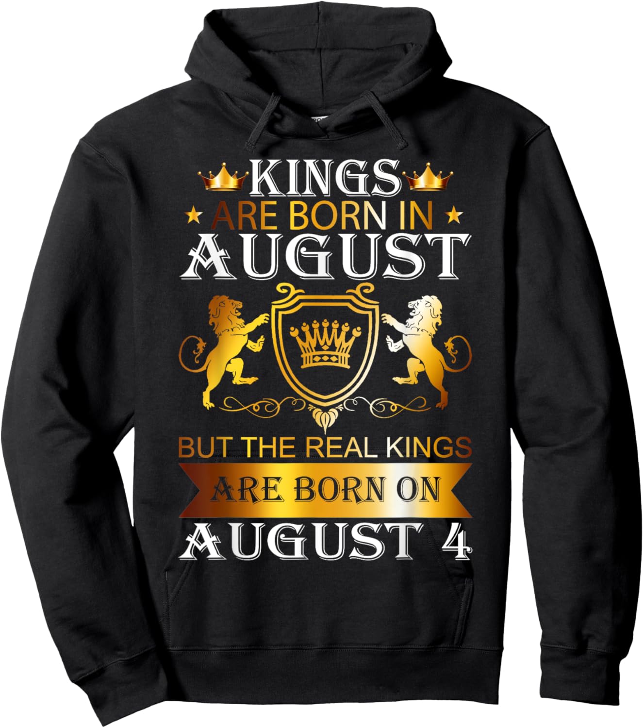Kings Are Born On August 4th Birthday Bday Boys Kids Hoodie - Hoodie | Black