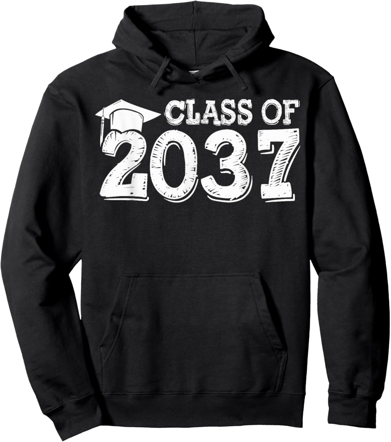 Class Of 2037 Grow With Me Handprints Space On Back Hoodie - Hoodie | Black
