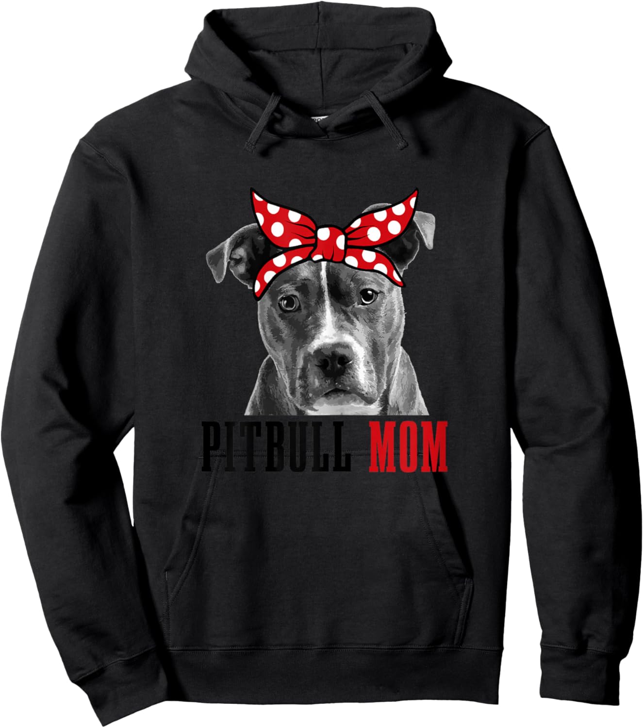 Pitbull Mom Funny Cute Vintage Pitbull Dog Mom Hoodie - Hoodie | Black