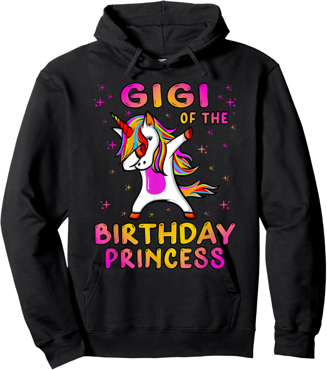 Gigi Of The Birthday Princess Girl - Grandma Dabbing Unicorn Hoodie - Hoodie | Black